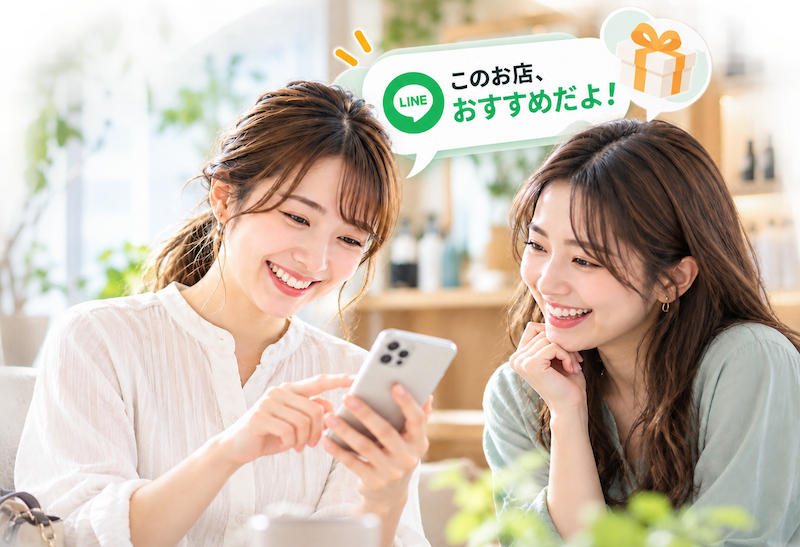 LINEで友だちにお店を紹介するイメージ